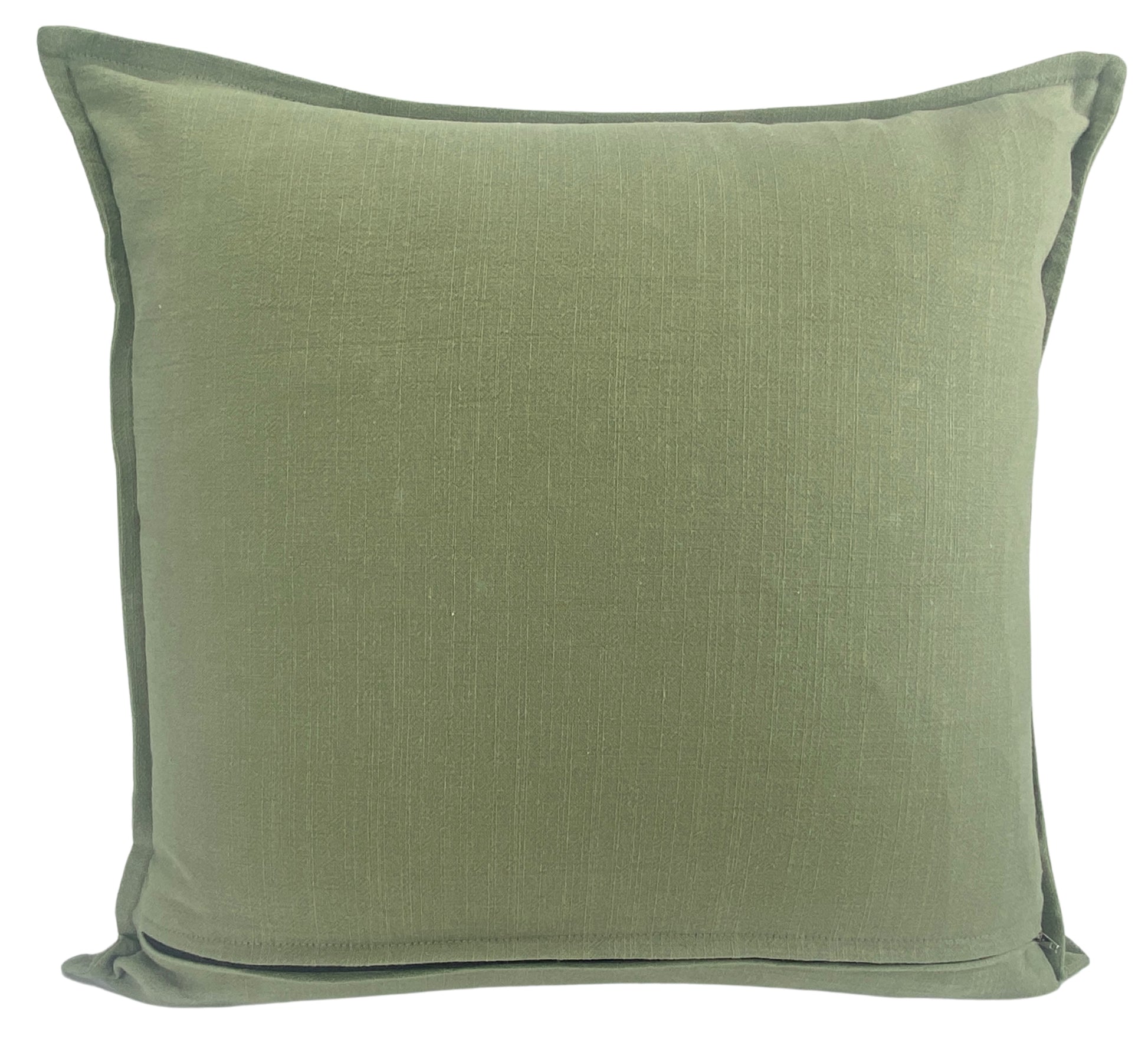 Linen cotton blend- back view - olive green - soft embroidered palm - hand made - 50x50 - palm soft