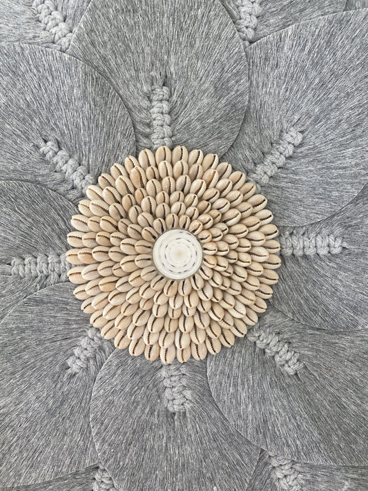 Macrame Flower Wall Art - Grey- 50cm
