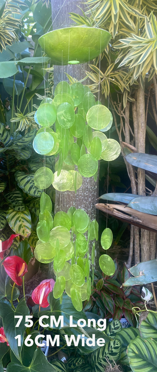 Ocean Charm Capiz Shell Windchime- LIME GREEN - 75cm Drop