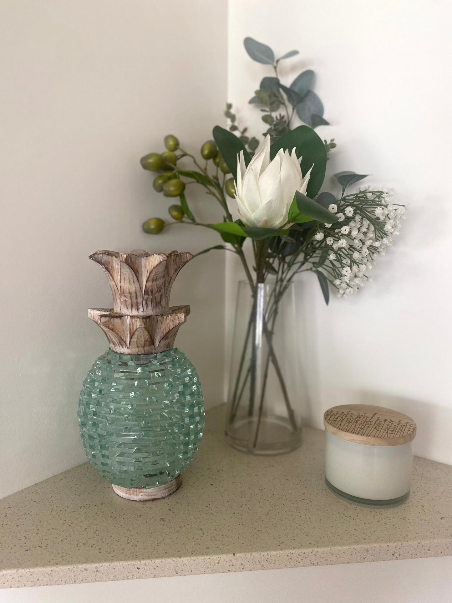 Glass Handcrafted Pineapple Tea Light/Candle Holder Collection