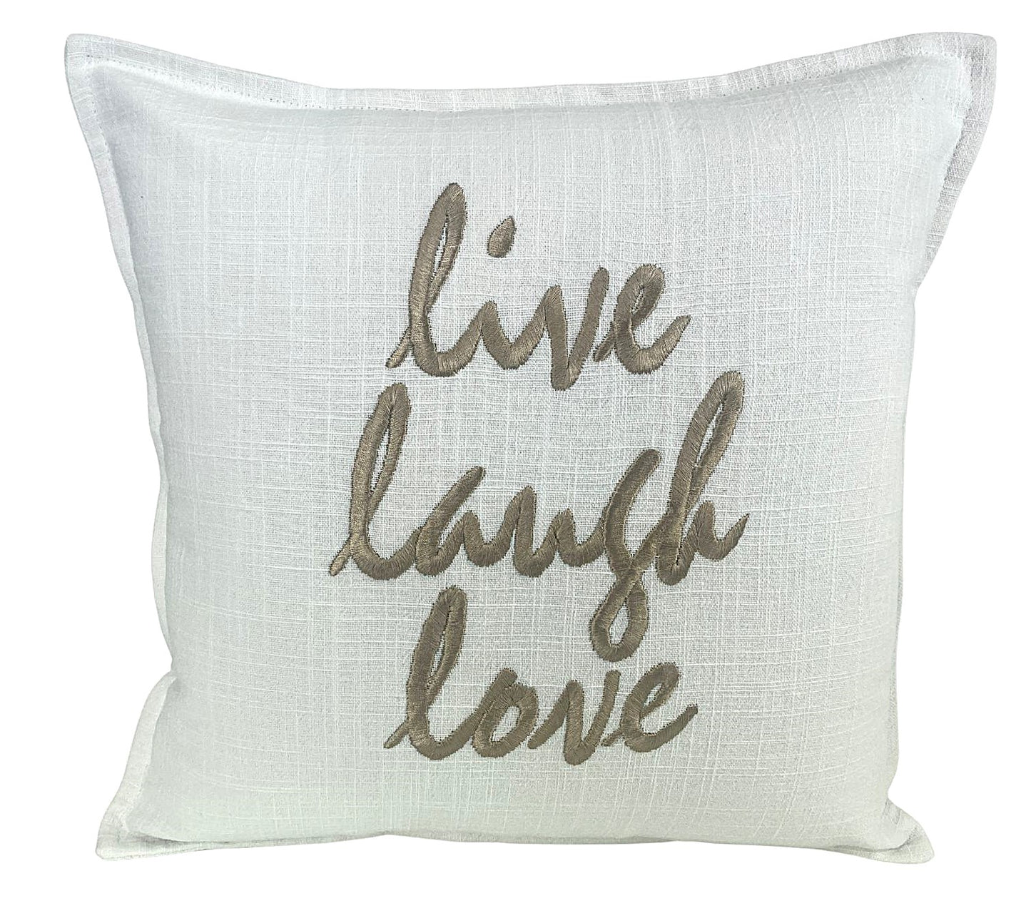Premium Linen Blend Cushion Cover with Inspiring Quote Live Laugh Love. 40x40cm
