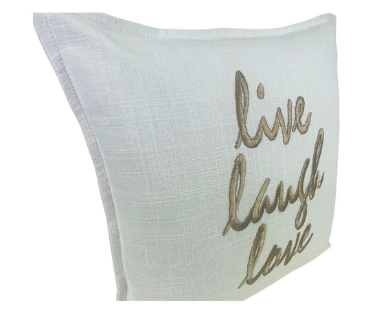 Live Laugh Love - Cushion Cover- White & Chocolate - 40x40cm