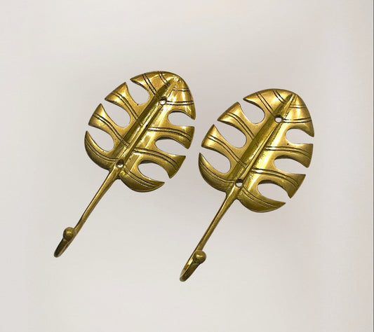 Brass Monstera Leaf Hook - 15cm