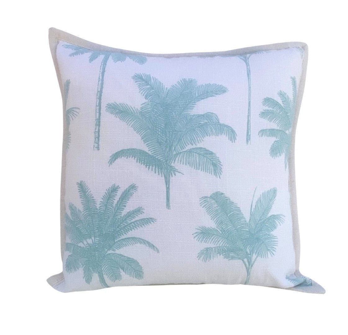 Palm Cove - Aqua and White Cushion Cover - 40x40cm