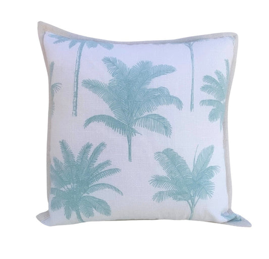 Palm Cove - Aqua and White Cushion Cover - 40x40cm