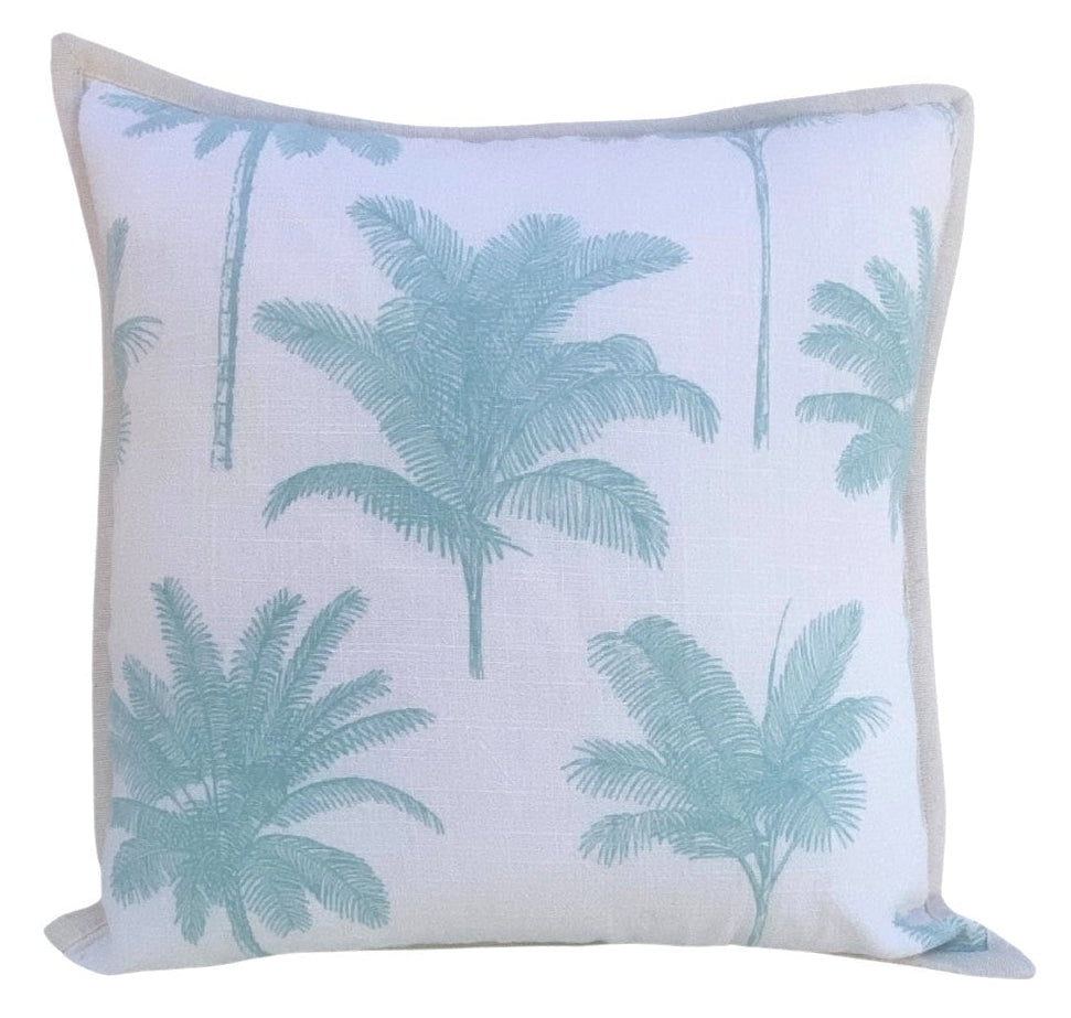 Palm Cove - Aqua and White Cushion Cover - 50cmx50cm