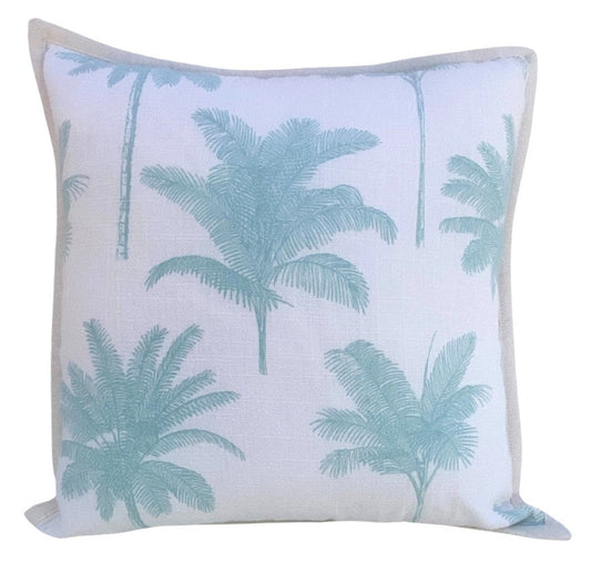 Palm Cove - Aqua and White Cushion Cover - 50cmx50cm