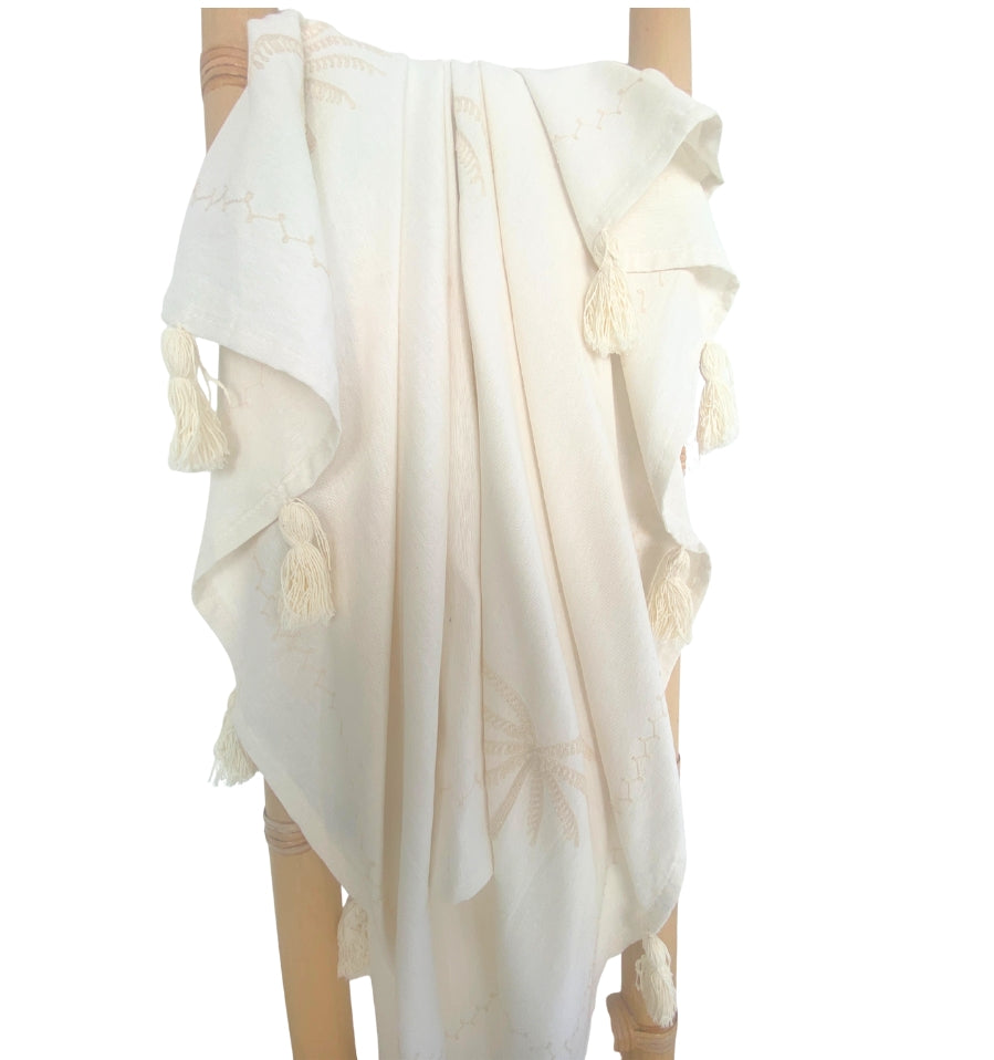 Palm Whisper Throw Rug - Off White