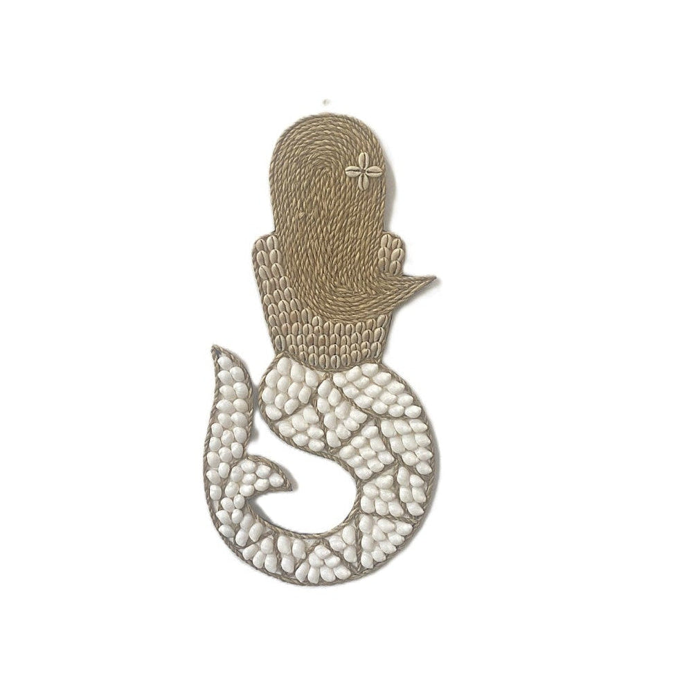 Decorative shell mermaid large with textured design on a white background
