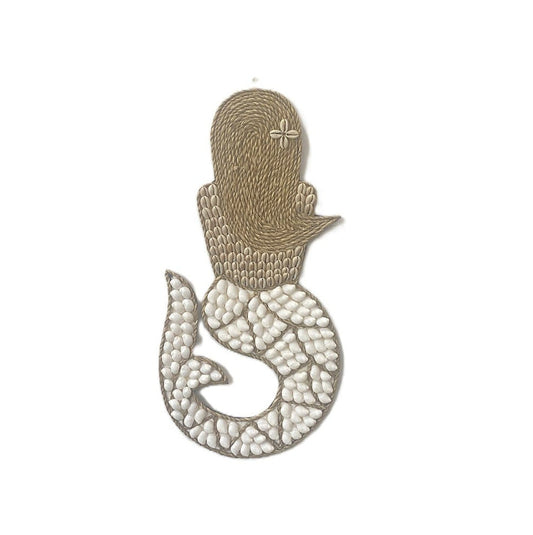 Decorative shell mermaid large with textured design on a white background