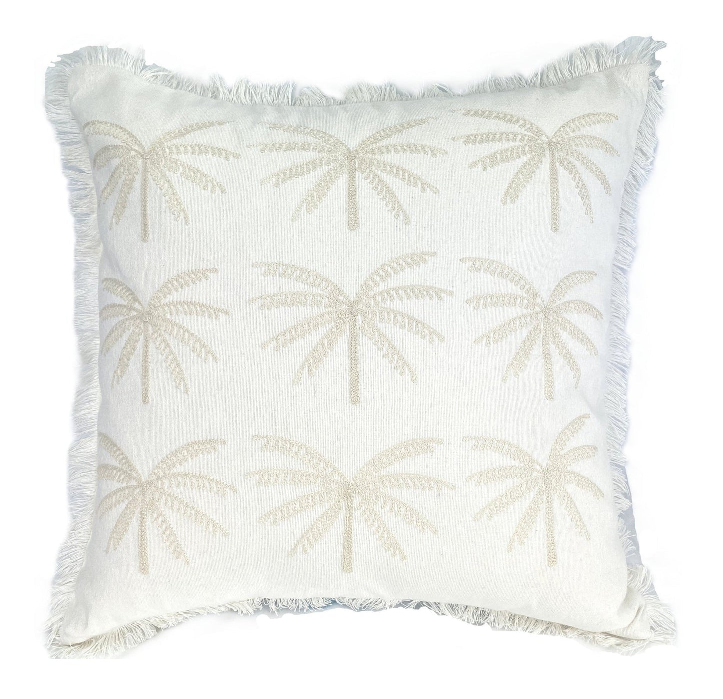 Palm Whisper Cushion Cover – White on White 40x40cm