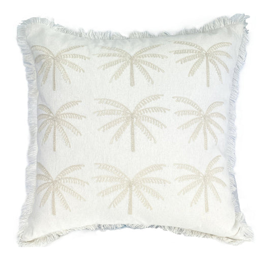 Palm Whisper Cushion Cover – White on White 40x40cm