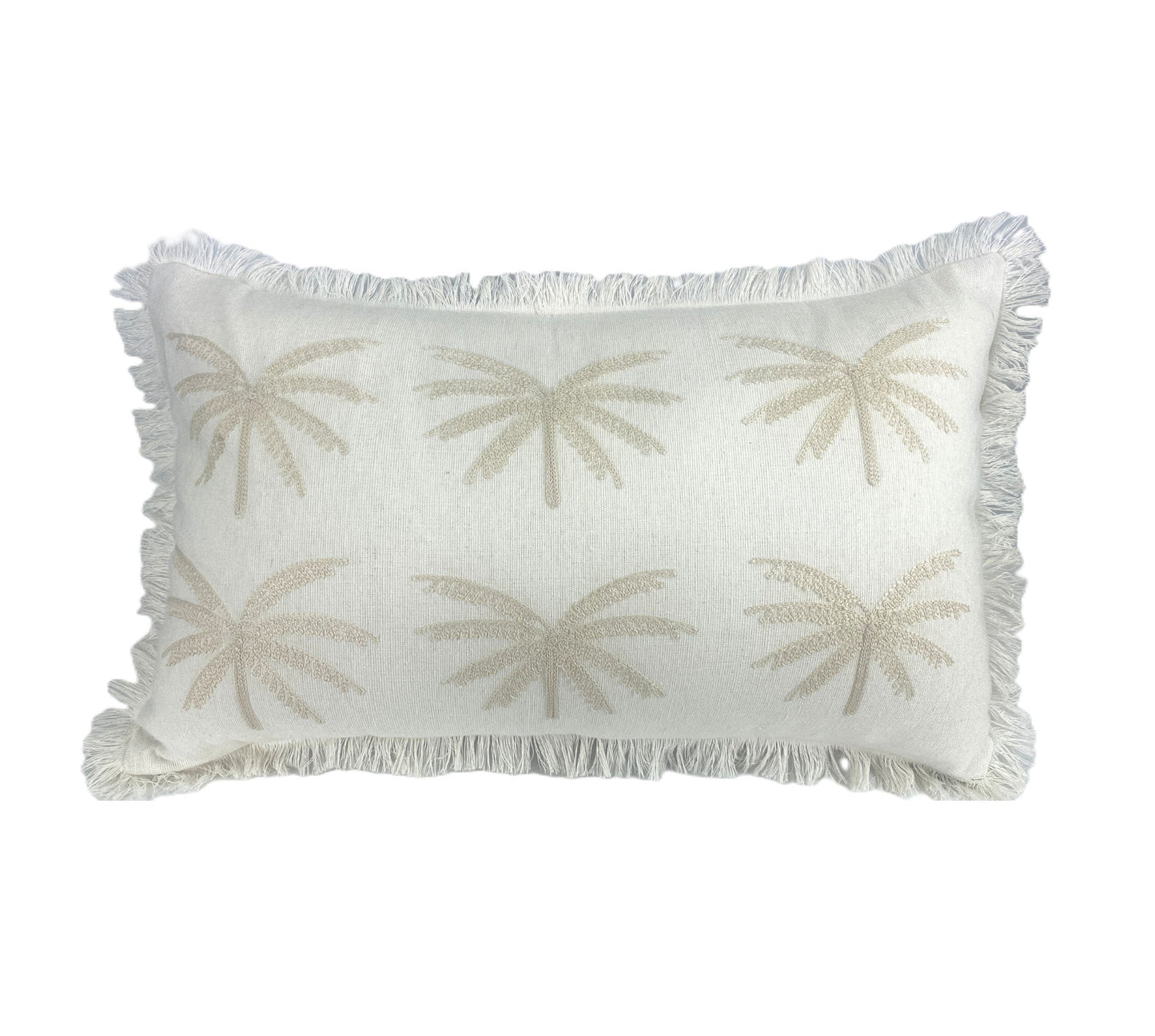 Palm Whisper Cushion Cover – White on White 30x50cm