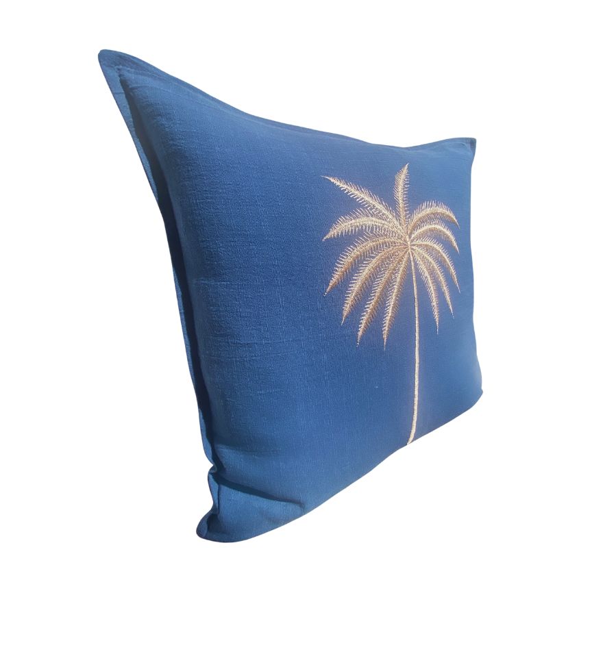 Palm Teal & Gold Cushion Cover 50x50cm