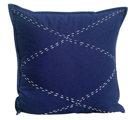 Diamond Stitch - Navy and White Stitch Cushion Cover 50x50cm