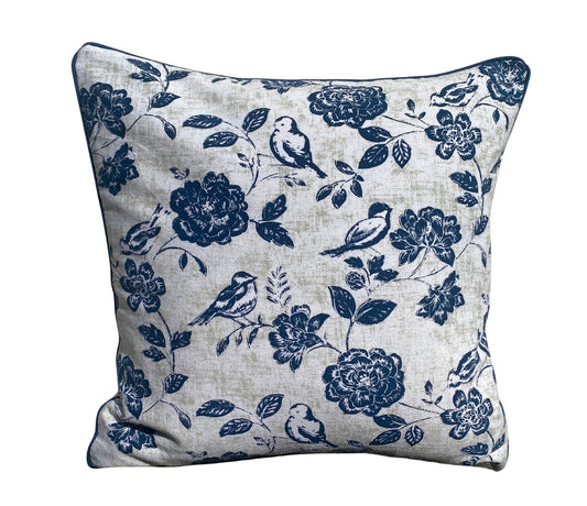 Botanic Flight Cushion Cover - Navy Blue and White 50x50cm