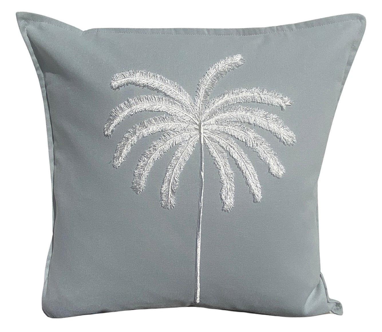 Island Grace Grey & White Linen Palm Cushion Cover -50x50