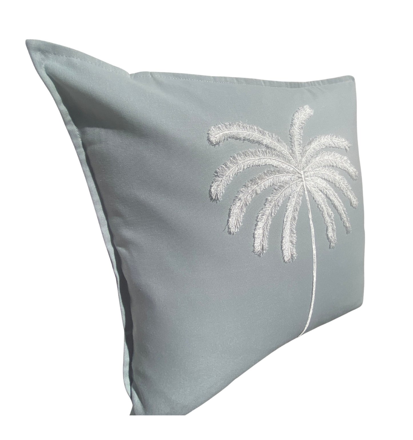 Island Grace Grey & White Linen Palm Cushion Cover -50x50