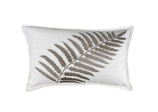 Fern Glow- Cushion Cover- White and Chocolate - 30x50cm