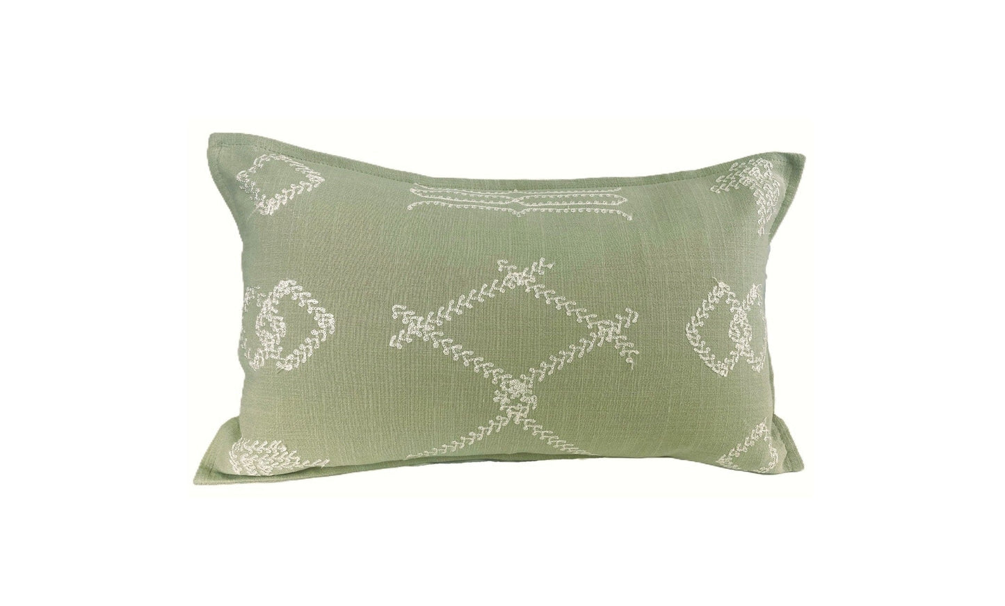 Embroidery Stitch Cushion Cover – Sage Green - 30x50cm
