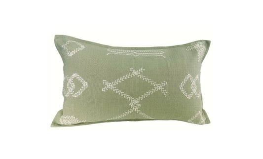 Embroidery Stitch Cushion Cover – Sage Green - 30x50cm